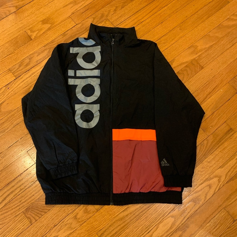 Retro Adidas Black/Orange/Maroon Windbreaker Jacket